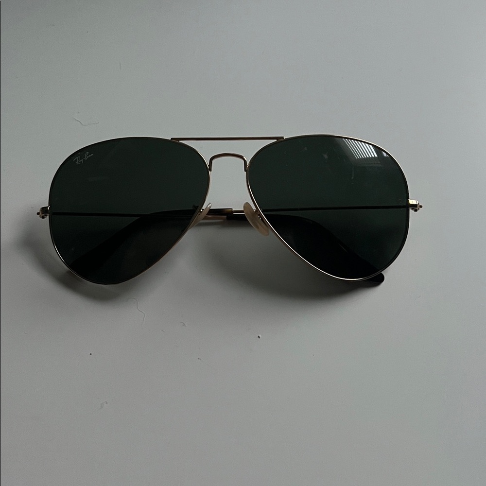 Ray-Ban Gold and Green Aviator Sunglasses